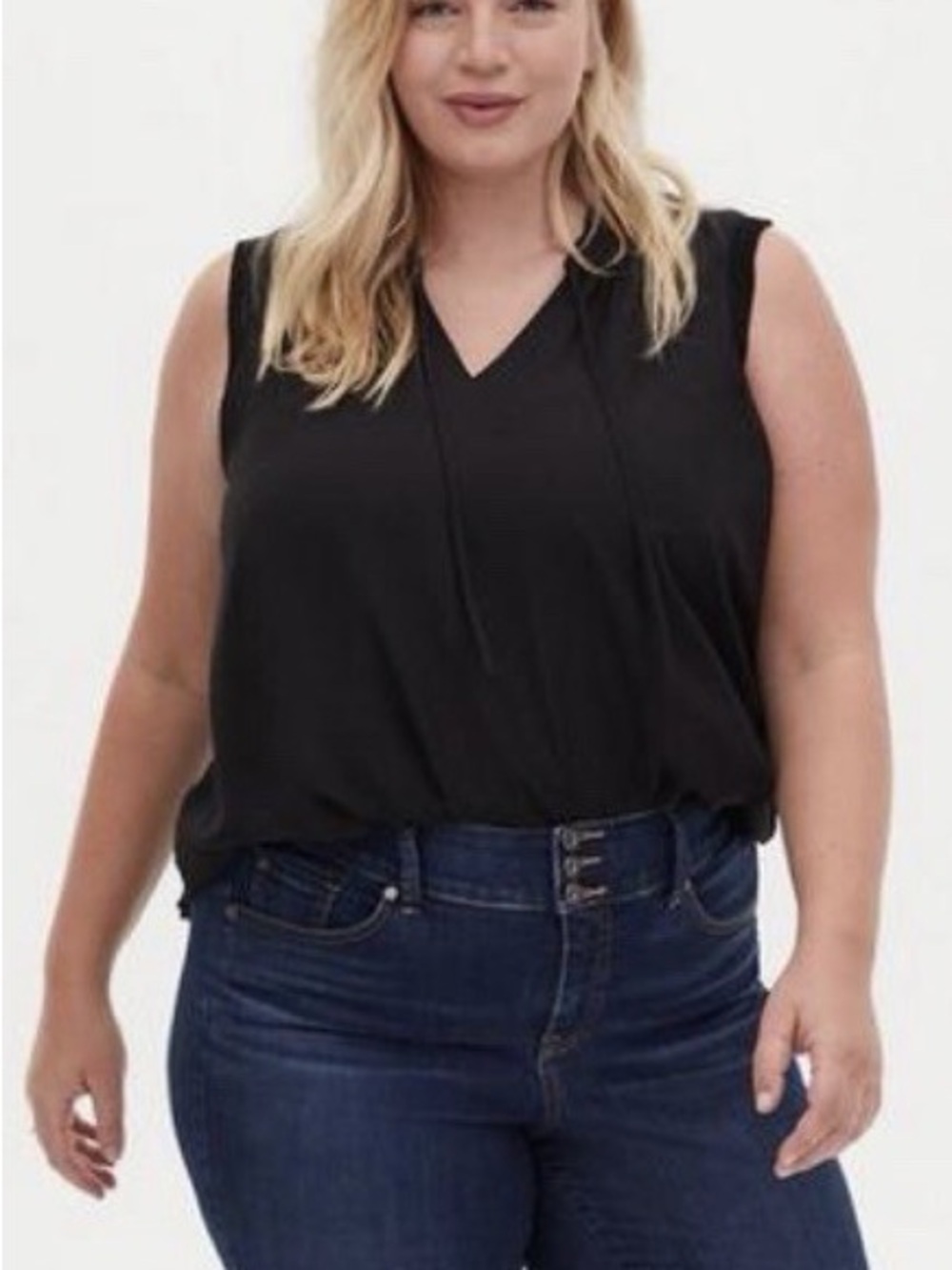 torrid Black Sleeveless V-Neck Blouse